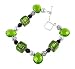 Bracelet - B12 - Handmade Murano Beads & Fire-Polished Beads - Lg Cubes - Toggle Closure ~ Olive (Green)