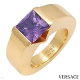 Gianni Versace! V_Colors Collection! Made in Italy Fashionable Ring 3.25ctw Amethyst Made of 18K Yellow Gold