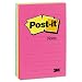 Post-it® Notes, Original Pad, 4 Inches x 6 Inches, Lined, Assorted Neon Colors, Three Pads per Pack