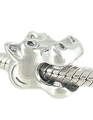 Authentic Biagi Sterling Silver Hippo Head Bead for European Charm Bracelet