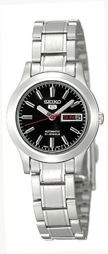 Seiko Women's SYMD95 Seiko 5 Automatic Black Dial Stainless-Steel Bracelet Watch