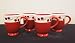 Ronnie's Terramoto Ceramic, Set of 4 Coffee Mugs / Tea Cups, 8 ounces, Cherries on Tomato Red Base