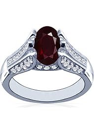 18K White Gold Oval Cut Ruby Ring With Sidestones (GIA Certificate)