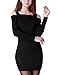 Women Square Neck Long Sleeve Cut Out Shoulder Knit Mini Dresses