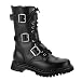 MENS Black Leather Calf Boot 12 Eyelet 3 Strap Gothic Punk Boot Steel Toe
