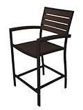 IMAGE OF Recycled European Outdoor Counter Arm Chair - Chocolate Brown with Black Frame