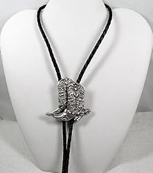 Diamondcut Pewter Cowboy Boots Bolo Tie