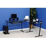 Portofina LS Workcenter Black Finish And Clear Glass By Studio RTA Furniture