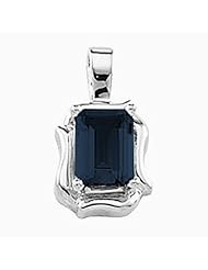 14K White Gold Emerald Cut Sapphire Pendant -- LIFETIME WARRANTY