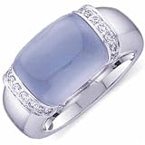 14Kt White Gold Vivid Blue Chalcedony Ring by Jewelry Days