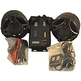 250 Watt 3 Channel Motorcycle Boat Snowmobile Audio System W ' 3" Speakers (Subwoofer Input) Shkr3090bk Black