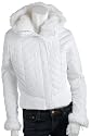 Mudd Women's Chevron Quilt Jacket with Back Corset Detail, White,Large