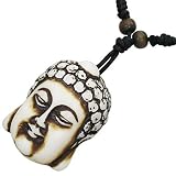 Surf Style Necklace Buddha head light-coloured Bone
