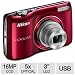 Nikon COOLPIX L26 16.1 MP Digital Camera with 5x Zoom NIKKOR Glass Lens and 3-inch LCD (Red)