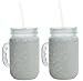 Mason Jar Frosty Freezer Mugs, Double Wall, Gel with Lid and Straw, 20oz (Clear)
