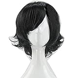 New Fashion Short Layered Anime Black Cosplay Party Wig + Free Wig Cap