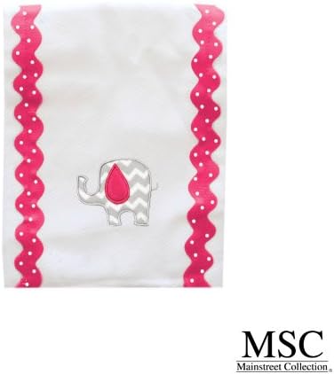 Mainstreet CollectionPink and Grey Chevron Baby Girl with Elephant Embroidery Burp Cloth