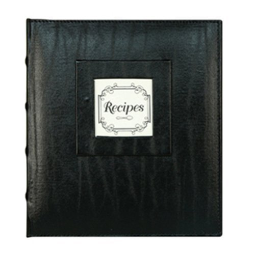 CR Gibson Pocket Page Recipe Book, Black Leather Initial Gou