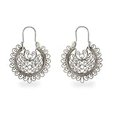 Eve's Addiction Sterling Silver Round Filigree Design Earrings