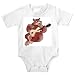 Baby clothes with strings, strumming, guitarist, bear