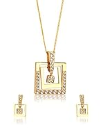 Shiny Cristal Conjunto de cordón y pendientes metal bañado en oro 24 ct
