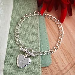 Personalized Sterling Silver Heart Charm Bracelet