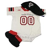NFL New ATLANTA FALCONS 3 Piece Onesie Creeper Set Size 3-6 Months-Includes Baseball Cap and Booties