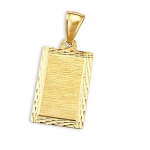 Dog Tag Name Plate Pendant 14k Yellow Gold Charm