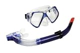 Aqua Leisure Dolfino Silicone Tri-view Mask with DT Snorkel in Blue