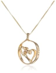 Sterling Silver with Yellow Gold Flashed "Mother Daughter Friend" Circle with Two Hearts Pendant Necklace, 18"