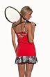 The Red Carpet: Volley Tennis Skirt: Red with Tiger Animal Print Ruffle.