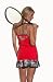 The Red Carpet: Volley Tennis Skirt: Red with Tiger Animal Print Ruffle.