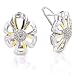 Sterling Silver Diamond Flower Earrings