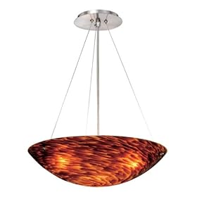 Milano - 3 Light Pendant Lighting Fixture - Brushed Nickel - Flaming Orange Glass - B7767 by Vaxcel Lighting