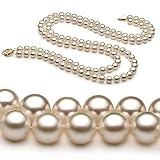 White 6.5-7mm AA Japanese Akoya Pearl Necklace 18 inch Princess Length