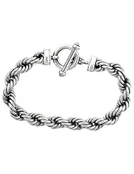 Sterling Silver Handmade Heavy Rope Bracelet Toggle Clasp 3/8 inch wide, sizes 8, 8.5 & 9 inch