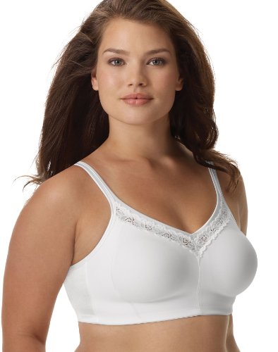 Just My Size Women's Side & Back Smoothing Wire Free Bra, White, 42B