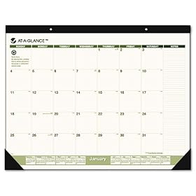 At-A-Glance Recycled Monthly Two-Color Desk Pad Calendar, 2010 Edition, 12 Month (January--December), 22 x 17 Inches, Green Living (SK32G-00)