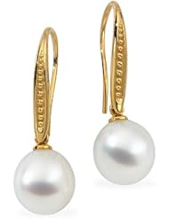 18K Yellow Gold Paspaley South Sea Cultured Fine Drop Pearl Earrings - 11.00mm -- LIFETIME WARRANTY