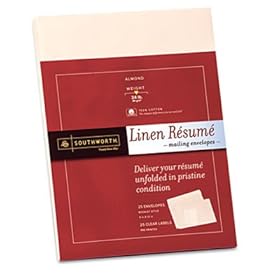 New-Southworth RF8QLN - 100% Cotton Resume Envelopes, 9 x 12, 25/Pack, Almond - SOURF8QLN