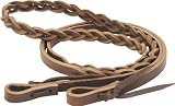 Saddlesmith of Texas 3 Plait Mystery Braid Rein - Burgundy Latigo - 1/2 X 7Ft