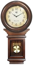 River City Clocks Chiming American Regulator Wall Clock with Swinging Pendulum and Cherry Finish - 27 Inches Tall - Model # 3416C