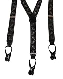 Button-End Elastic Dress Suspenders with Leaf Print by Rolfs