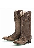 Lane Boots Dawson in Scratched Brown Leather Fashion Cowgirl Boots