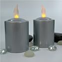 FL-1038 | Professional Quality 2 Piece LED Silver Tea Light Battery Candle Set, Ideal for dressing tables at weddings and christenings or any event