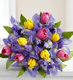 Fanciful Pink Tulip and Iris Bouquet