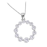 14k White Gold Moissanite 12 Stone Graduated Journey Pendant W/18 Box Chain (1.89 cttw equivalent)