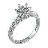 0.22 ct DIAMOND ANTIQUE STYLE ENGAGEMENT RING SETTING made in 18K WHITE GOLD