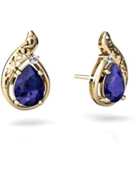 Created Sapphire 14kt Yellow Gold Filligree Earrings