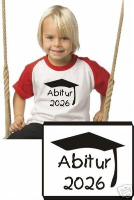 Kinder Baseball T-Shirt ABITUR 2026 (Farbe weiss/navy) (Größe 98)